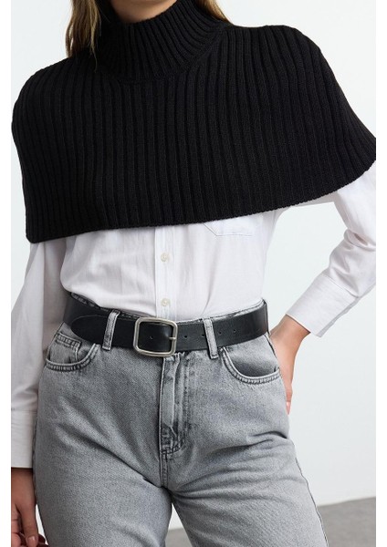 Stil Modern Kadın Crop Standart Kol Dik Yaka Balıkçı Yaka Triko Süveter