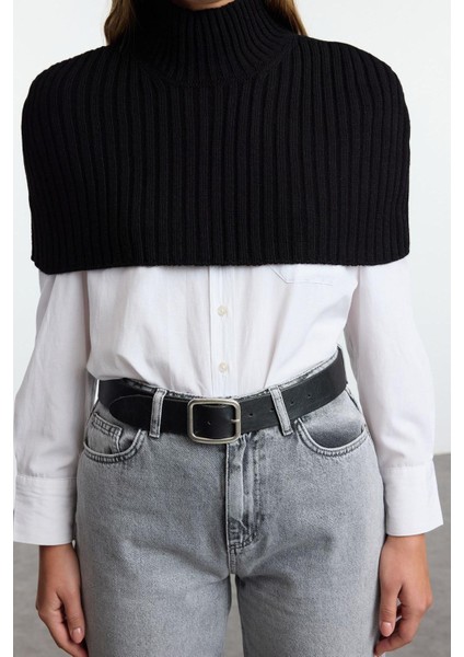 Stil Modern Kadın Crop Standart Kol Dik Yaka Balıkçı Yaka Triko Süveter
