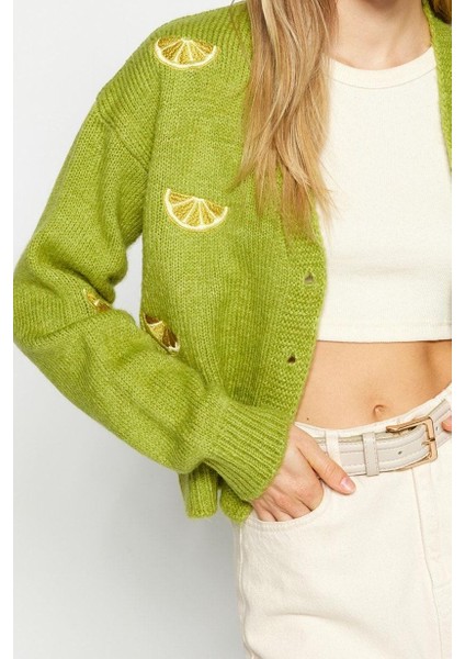 Stil Modern Kadın Regular Düşük Kol V Yaka Yumuşak Dokulu Nakış Detaylı Triko Hırka fiyatları