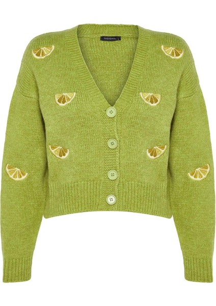 Stil Modern Kadın Regular Düşük Kol V Yaka Yumuşak Dokulu Nakış Detaylı Triko Hırka modelleri