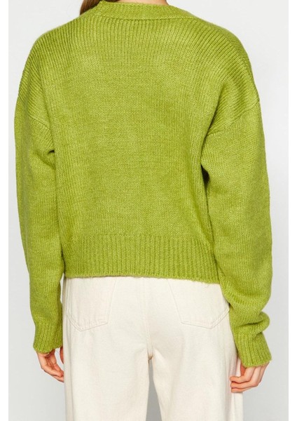 Stil Modern Kadın Regular Düşük Kol V Yaka Yumuşak Dokulu Nakış Detaylı Triko Hırka indirimleri