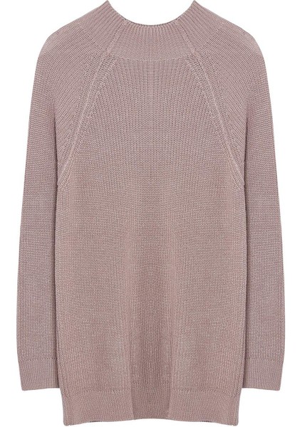 Stil Modern Kadın Uzun Standart Kol Dik Yaka Geniş Kalıp Triko Kazak modelleri