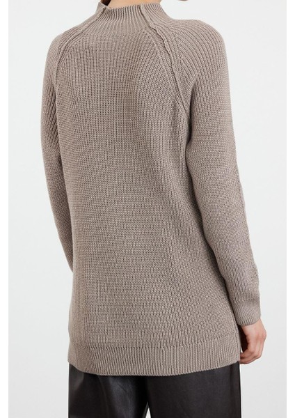 Stil Modern Kadın Uzun Standart Kol Dik Yaka Geniş Kalıp Triko Kazak indirimleri