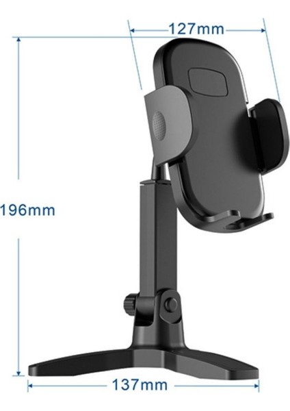 Masaüstü Telefon Standı 360 Derece Dönebilen Başlıklı Ayaklı Telefon Tripodu (4778)