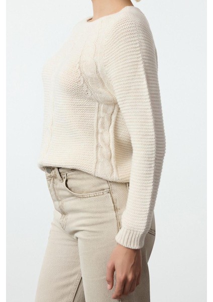 Stil Modern Kadın Regular Reglan Kol Bisiklet Yaka Yumuşak Dokulu Saç Örgülü Dikişsiz Triko Kazak fiyatları