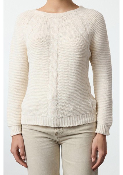 Stil Modern Kadın Regular Reglan Kol Bisiklet Yaka Yumuşak Dokulu Saç Örgülü Dikişsiz Triko Kazak modelleri