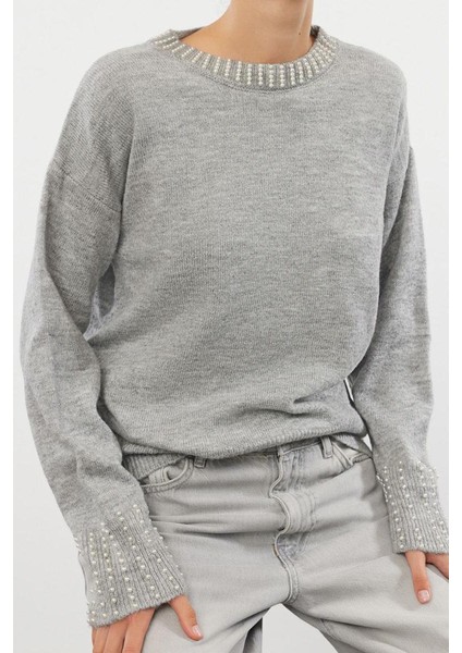 Stil Modern Kadın Regular Standart Kol Bisiklet Yaka Yumuşak Dokulu Taşlı Triko Kazak fiyatları