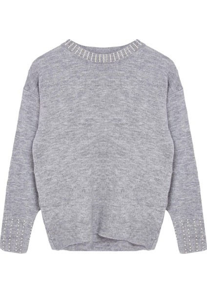 Stil Modern Kadın Regular Standart Kol Bisiklet Yaka Yumuşak Dokulu Taşlı Triko Kazak modelleri