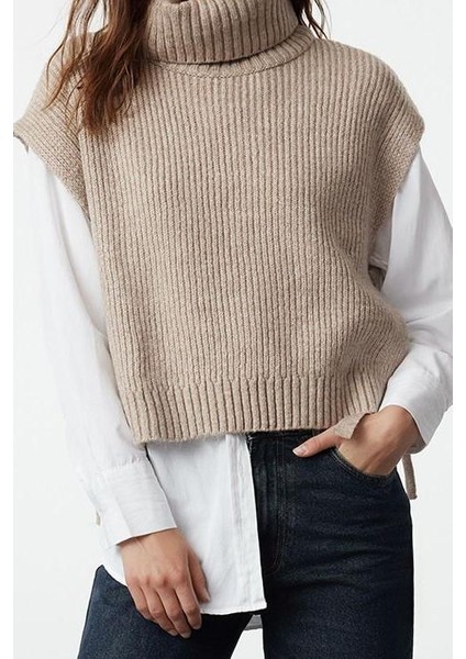 Stil Modern Kadın Crop Standart Kol Balıkçı Yaka Yumuşak Dokulu Triko Süveter