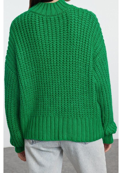 Stil Modern Kadın Crop Standart Kol Dik Yaka Yumuşak Dokulu Basic Kalın Örgü Detaylı Triko Kazak fırsatları