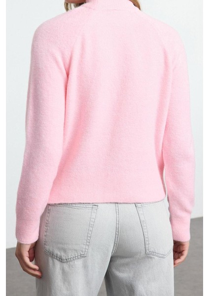 Stil Modern Kadın Regular Reglan Kol Dik Yaka Yünlü Triko Kazak fırsatları