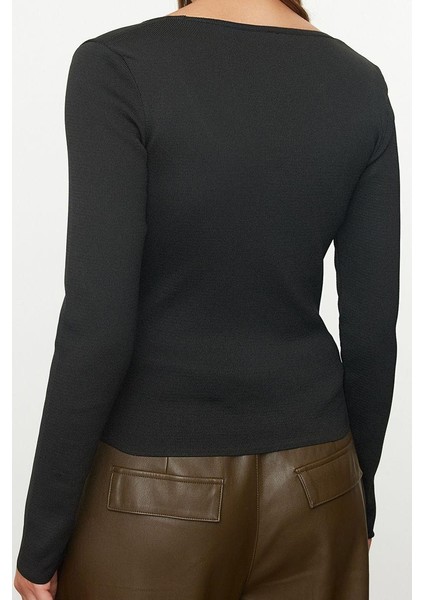 Kadın Standart Kol Havuz Yaka Basic Triko Kazak fırsatları