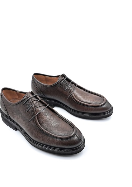 M20334 Deri Antik Kahverengi Erkek Bağcıklı Loafer Klasik Ayakkabı