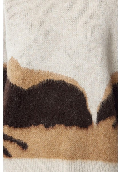 Stil Modern Kadın Regular Standart Kol Bisiklet Yaka Yumuşak Dokulu Renk Bloklu Triko Kazak indirimleri