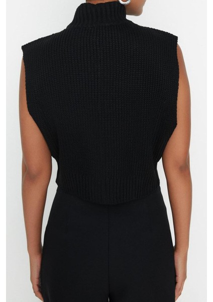 Stil Modern Kadın Crop Standart Kol Dik Yaka Fermuarlı Basic Triko Yelek indirimleri