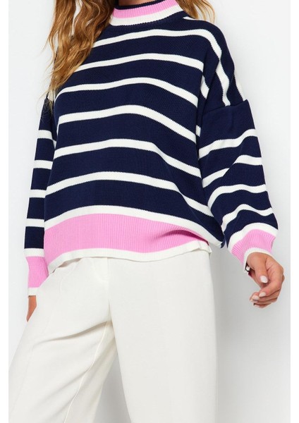 Kadın Moda Şık Dik Yaka Standart Kol Regular Süper Geniş Kalıp Triko Kazak fırsatları