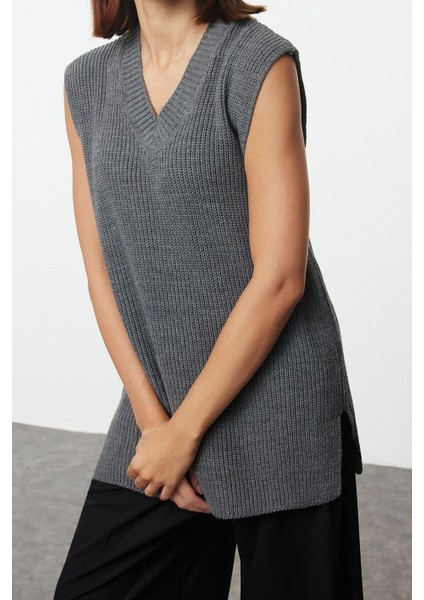 Kadın Moda Şık V Yaka Standart Kol Regular Basic Triko Süveter fırsatları