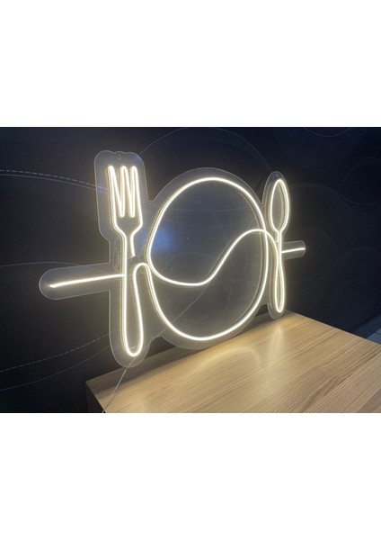 Neon LED Duvar Dekoratif Aydınlatma -Restoran, Yemek, 50X25CM-
