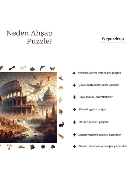 Antik Roma Ahşap Puzzle Yetişkin Benzersiz Parçalı Yapboz Puzzle Yapıştırıcılı S1-17