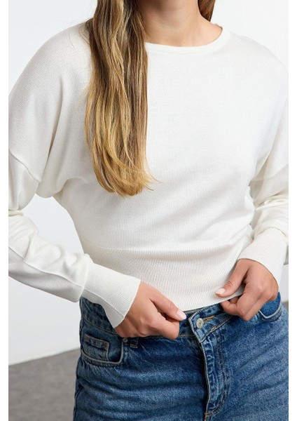 Kadın Moda Şık Bisiklet Yaka Standart Kol Regular Basic Premium Kalite Triko Kazak