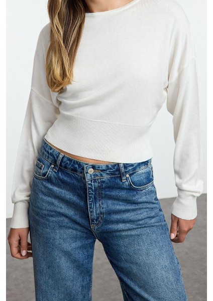 Kadın Moda Şık Bisiklet Yaka Standart Kol Regular Basic Premium Kalite Triko Kazak