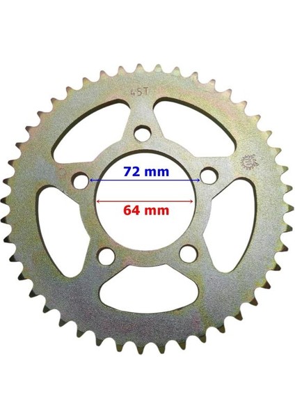 Mh Drift 125 L Arka Dişli 428-45T Iç 64 mm 5 Delikli Öm