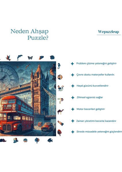 Londra Ahşap Puzzle Yetişkin Benzersiz Parçalı Yapboz Puzzle Yapıştırıcılı S1-19