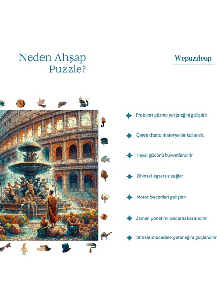 Efsanevi Roma Ahşap Puzzle Yetişkin Benzersiz Parçalı Yapboz Puzzle Yapıştırıcılı S1-18