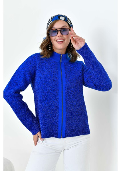 Kadın Fermuar Detaylı Hırka Mavi fiyatları