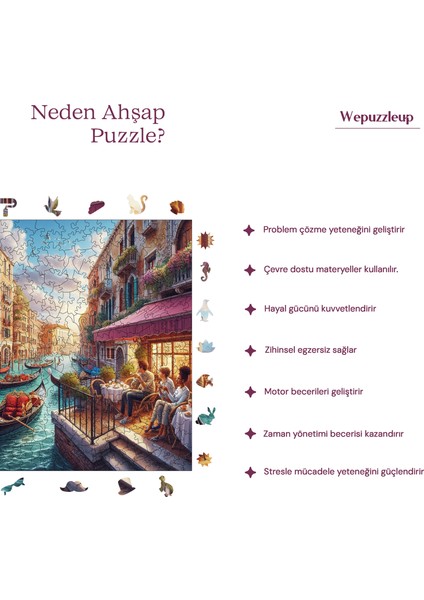 Venedik'te Öğleden Sonra Ahşap Puzzle Yetişkin Benzersiz Parçalı Yapboz Puzzle Yapıştırıcılı S1-21