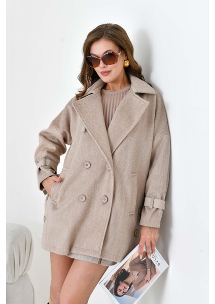 Kadın Kaşe Kaban Beige