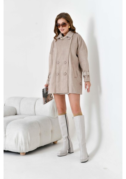 Kadın Kaşe Kaban Beige fırsatları