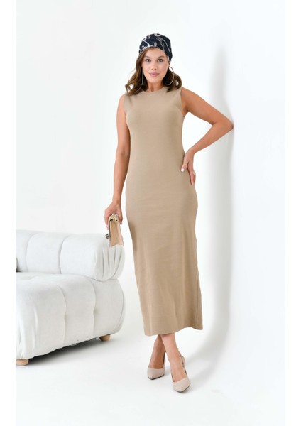 Kadın Kaşkorse Japon Kol Elbise Beige modelleri