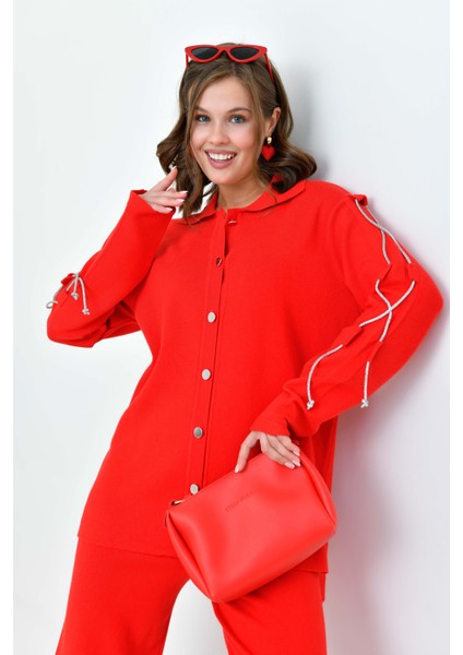 Kadın Kol Detaylı Ikili Takım Kırmızı fırsatları