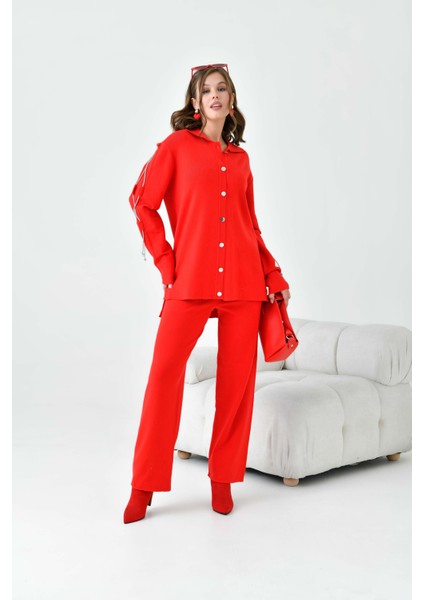 Kadın Kol Detaylı Ikili Takım Kırmızı indirimleri