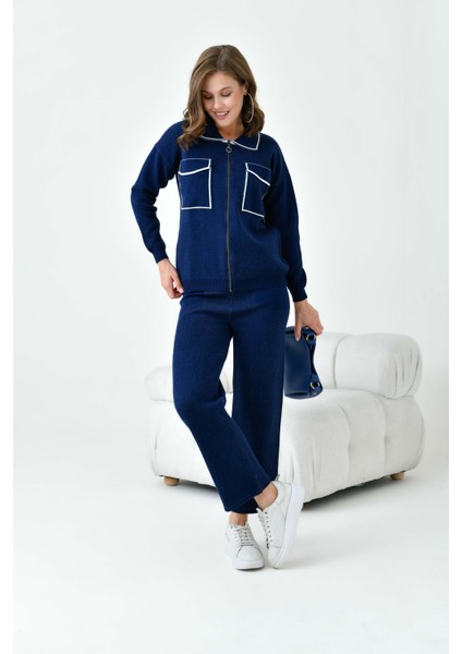 Bayan Çizgili Ikili Takım Lacivert fırsatları