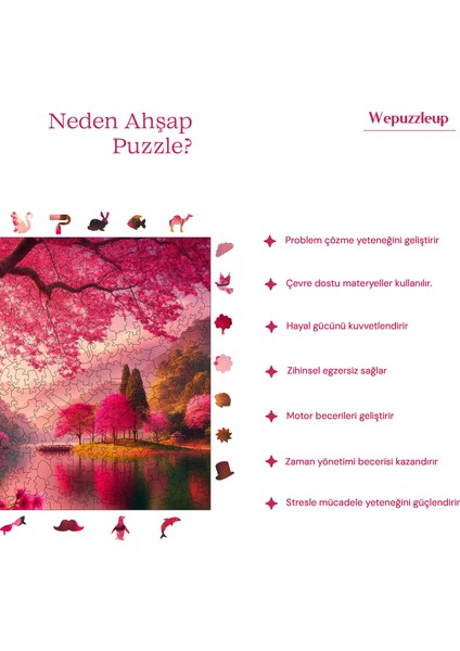 Sakura Huzuru Ahşap Puzzle Yetişkin Benzersiz Parçalı Yapboz Puzzle Yapıştırıcılı S1-25