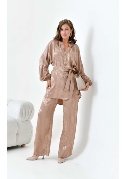 Kadın Jakar Takım Beige