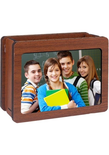 Kişiye Özel Ahşap Çift Taraflı Fotoğraflı Kalemlik modelleri