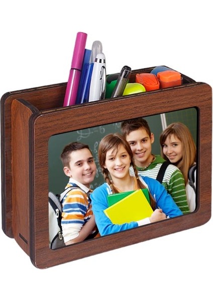 Kişiye Özel Ahşap Çift Taraflı Fotoğraflı Kalemlik indirimleri