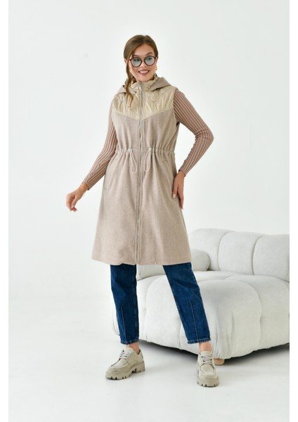 Kadın Kaşe Yelek Beige indirimleri