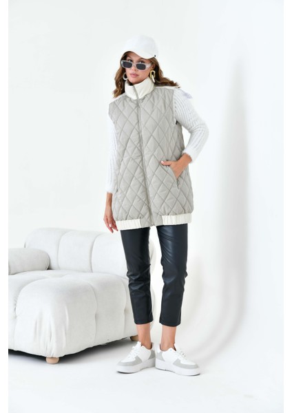 Kadın Kapitone Yelek Gri indirimleri