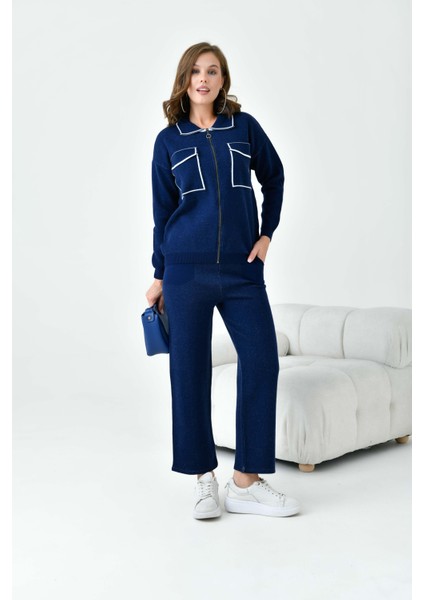 Bayan Çizgili Ikili Takım Lacivert indirimleri