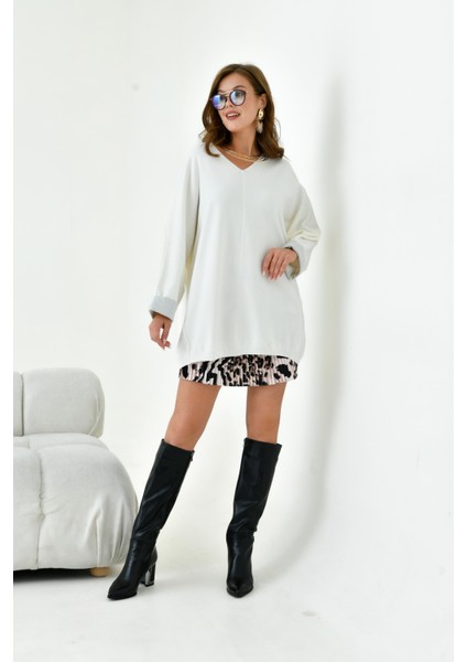 Kadın Yarasa Kesim Tunik Ekru modelleri