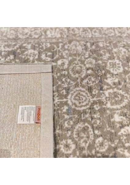 Ekru-Bej-Silver Retro Desenli inopoli Banyo Paspası Veya Banyo Halısı