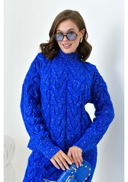 Kadın Sim Detaylı Ikili Takım Saks modelleri