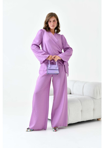 Kadın Pantolonlu Simli Takım Lila fırsatları