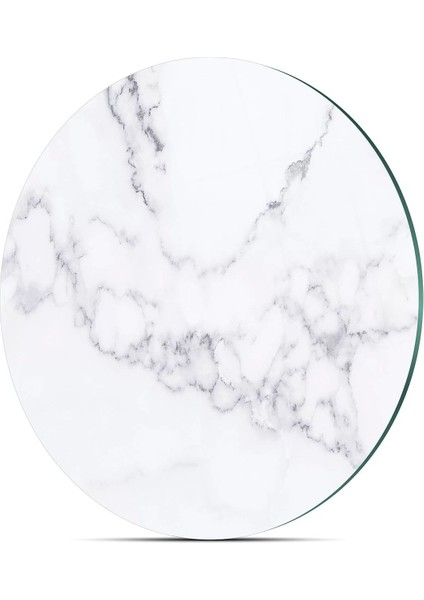 Beyaz Mermer Desenli Yuvarlak Cam Kesme Tahtası 30x30 cm fırsatları