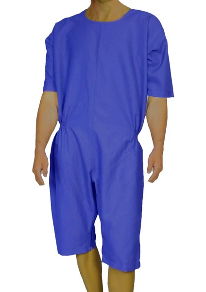 Özel Tasarım Kısa Kol Arkadan Fermuarlı Hasta Bakım Tulumu - Medıum Beden