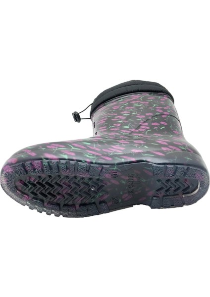 Çiğdem Içi Tüylü Çiçekli Lastik Çizme - Renkli-Siyah-Kırmızı - 40 fiyatları